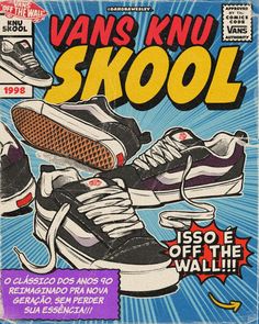 an advertisement for vans knu skool shoes on the cover of a magazine in spanish