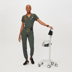 Official FIGS® Scrubs. Ridiculously Soft Scrubs Designed Just For You. Get Free Shipping On Orders $50+! | FIGS Womens Moss High Waisted Zamora - Jogger Scrub Pant™ Figs Scrubs, Trouser Pocket, Scrub Pants, Scrub Tops, Anti Wrinkle, The High, You Deserve, Scrubs, Trousers