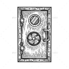 an open door with a fan in it - miscellaneous objects illustrations and clippings