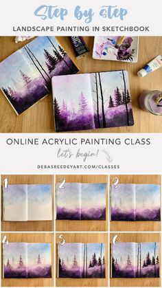 the step by step guide to painting landscape with acrylic paint