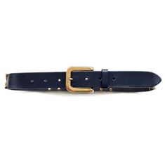 Stunning vintage belt in navy leather with a shiny gold-tone buckle and four 'X' shaped embellishments. It is made from genuine leather and has seven holes for fastening. A perfect, classy belt to elevate your outfits. Made by St.Michael in United Kingdom. Genuine Leather, metal. Labelled as Small/Medium size. Would fit waist from 65cm to 80cm. Measures 2.9cm wide and 90cm long including the buckle which alone measures 4.8cm wide.  Excellent condition. B. Belt With Gold Buckle, Four X, Navy Sailor, Sailor Pants, What Should I Wear, Gold Belts, Vintage Belt, Vintage Belts, Navy Leather