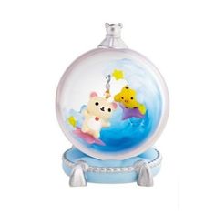 an ornament with a bear and fish on it's side in the shape of a snow globe