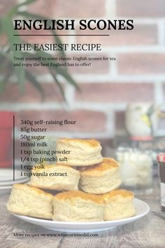 english scones on a plate with the recipe below