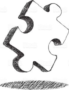 a hand drawn puzzle piece with the number three on it royalty - free stock photo