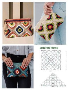 the crochet purse pattern is shown with instructions to make it and how to use it