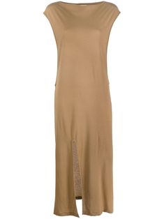 light brown wool cut-out detailing round neck front slit sleeveless Wool Cut, Vestido Casual, Halloween Dress, Birthday Dresses, Dress Details, Day Dresses, Light Brown, Homecoming, Knee Length