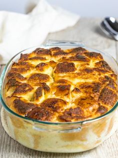 a casserole dish on a wooden table