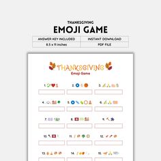 the thanksgiving emo game is shown with an image of pumpkins and leaves on it