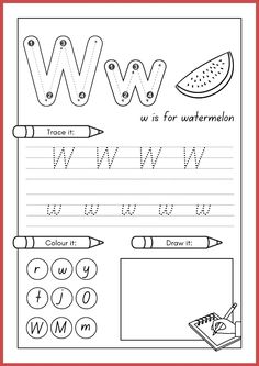 the letter w worksheet for children to practice their handwriting and writing skills, including