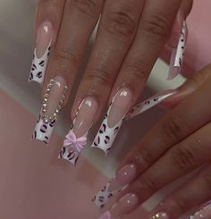 Bow Nail Designs, Disney Acrylic Nails, Hard Gel Nails, Long Square Nails, Pointy Nails, Acrylic Toe Nails, Diy Acrylic Nails, Cute Spring Nails, Grunge Nails