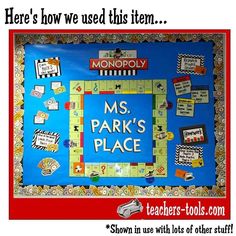 a board game with words and pictures on it that says ms park's place