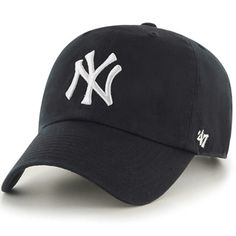 The '47 CLEAN UP is a relaxed and curved adjustable strapback with raised embroidery on the front. Made from garment washed cotton twill.• Relaxed Fit, Garment Washed• Self Fabric Strap• Front: Raised Embroidery Logo• Cotton Twill• Imported White Dad Hat, Yankees Baseball Cap, Yankees Cap, Branded Caps, Best Caps, Ny Yankees, 3d Logo, 47 Brand, Snapback Cap