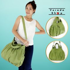 This beautiful bag made from canvas fabric. This sturdy and durable bag is useful and big enough for all your daily essentials. The adjustable strap is long which you can be cross-body or sling over your shoulder.  Material: 100% Canvas fabric  Exterior : Pea Green canvas  Interior : Chocolate Brown canvas  🎯Feature :  1 interior zipper pocket 2 open pockets 1 pen slip 1 swivel clip for keys 1 magnetic snap for secure 📐Measurements: Top wide:  12" Bottom wide:  15" Height:  15"  Handle Straps: Everyday Green Hobo Bag With Adjustable Strap, Hobo Shoulder Bag With Detachable Strap For Errands, Green Hobo Bag With Detachable Handle For Errands, Green Handheld Hobo Bag For Everyday, Everyday Green Handheld Hobo Bag, Green Hobo Bag With Detachable Strap For Shopping, Versatile Hobo Satchel For Errands, Versatile Green Hobo Bag For Daily Use, Versatile Green Hobo Bag For Errands