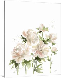 a painting of white flowers on a white background