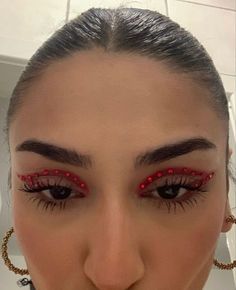 Nowruz Mubarak, Red Makeup Looks, Gem Makeup, Devil Makeup, Red Eye Makeup, New Year's Makeup, Rave Makeup