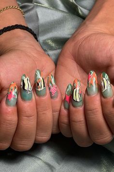 Green Pisces nails Two Fish