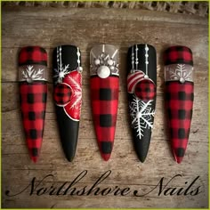 Plaid Christmas Nail Designs, Christmas Nail Art Designs 2022, Nail Swag, Uñas Acrilicas