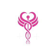 a medical logo with a heart and a cadus symbol in the center, on a white background