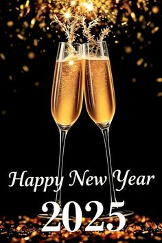 two glasses of champagne with the words happy new year 205