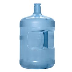 a large blue water bottle on a white background with clippings to the bottom