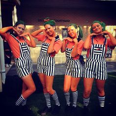 Oompa Loompas | Ghouls Gone Wild! 50 Creative Girlfriend Group Costumes | POPSUGAR Love & Sex Best Group Costumes, Girl Group Halloween Costumes, Diy Group Halloween Costumes, Best Group Halloween Costumes, Halloween Coustumes, Holloween Costume