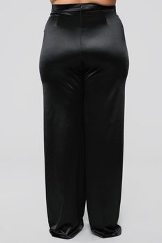 Make A Wish Stretch Satin Pants - Black, Pants | Fashion Nova Satin Pants Outfit Classy, Satin Pants Outfit, Stretch Satin Fabric, Stretch Back, Dressy Pants, Satin Pants, Leg Stretching, Stretch Satin, Make A Wish