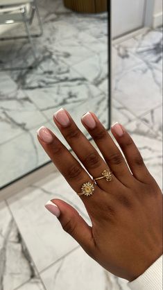 Short Square Clean Nails, Classic Short French Nails, French Tips Real Nails, Line Down Middle Of Nail, Natural Nails Acrylic Black Women, Simple Nails For Black Women, Simple Builder Gel Nails, Engagement Nails Black Women, Very Short Gel Nails Simple