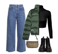 Cropped Puffer Jacket Outfit Aesthetic, Hijab Winter Outfits Puffer Jacket, Green Puffer Jacket Outfit Aesthetic, Black Puffer Jacket Aesthetic, Puffer Jacket Hm, Fall Fashion Trends Women, Modesty Fashion, Tween Outfits, Modest Fashion Outfits