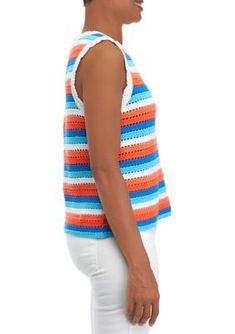 Add this sweater knit tank from Crown & Ivy to your casual-day rotation. | Crown & Ivy Women's Sweater Knit Tank Top, XXL Knit Sweater Vest For Vacation, Casual Tank Sweater Vest For Vacation, Spring Vacation Knit Sweater Vest, Casual Knit Fabrication Tank Top, Summer Knit Sweater Vest With Crew Neck, Casual Knitted Tank Sweater Vest, Casual Multicolor Knit Sweater Vest, Casual Knit Fabrication Tank Top For Spring, Casual Knit Vest For Vacation