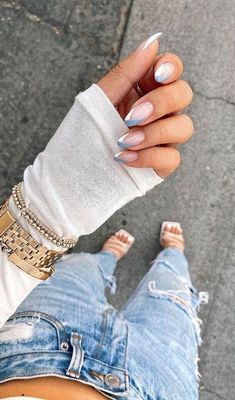 Nail Tip Designs, Nagellack Trends, French Tip Acrylic Nails, Almond Nails Designs, Nail Swag, Pretty Acrylic Nails, Chic Nails