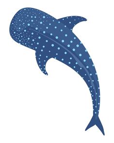 a blue dolphin with white dots on it's body is shown in the shape of a