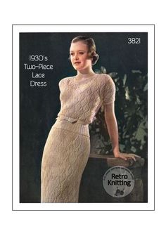 a woman in a white dress is posing for a magazine cover with the caption, 1950's tudor - piece lace dress