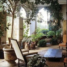 a room filled with lots of potted plants