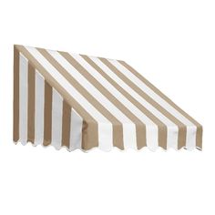 a brown and white striped awning on a white background