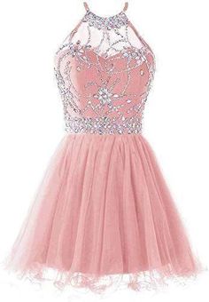 Womens Halter Short Homecoming Dress Beading Tulle Dress Elsa Fashion, Dress Video, Dress Beading, Cute Prom Dresses, Short Homecoming Dress, Women Halter, Prom Dresses Online, Grad Dresses, Tulle Prom Dress