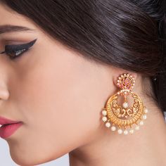 Gold Chandbali Earrings Design, Chand Bali Earrings Gold, Chandbali Earrings Gold, Chand Bali Earrings, Chand Bali, Gold Jhumka Earrings, Bali Earrings, Chandbali Earrings, Indian Jewellery Design Earrings