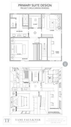 the floor plan for an apartment with two separate rooms and one bedroom in each section