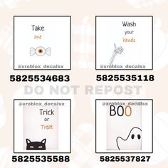 four different types of greeting cards for halloween