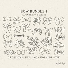 bow bundle 1 hand drawn designs for svg and png - dxf