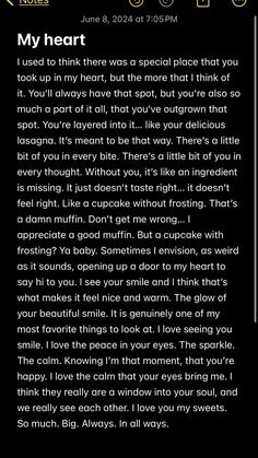 the text on the phone says, my heart i used to think there was a special place that you took up in my heart