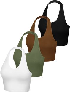 PRICES MAY VARY. Unique Design: this women's crop top has a V shaped neckline, which is a flattering choice and the halterneck design adds an unexpected, yet stylish, twist to the otherwise classic crop tops; It shows your unique personal charm and produces a fitted visual effect; The cami tank tops goes well with any body shape and looks just good on you whenever you decide to wear it What You Will Get: there are 4 packs halter v neck tops with 4 different colors, casual and fashionable, tunic length, pure color, slim fitting, summer clothes for women, trendy clothes for teen girls; Sufficient quantity is enough for you to choose, carrying a different enjoyment of wearing Comfortable and Soft: our backless crop top is made of spandex; It is very soft, comfortable, skin friendly, lightweig Tie Back Crop Top, V Neck Vest, V Neck Crop Top, Womens Halter Tops, Amazon Clothes, Backless Crop Top, Trendy Outfits For Teens, Backless Top, Women Halter