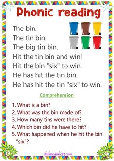 the phonic reading activity for children to practice their phonicic words and numbers