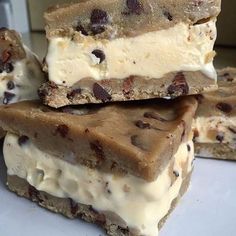 chocolate chip ice cream bars stacked on top of each other