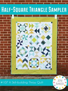 Half-Square Triangle Sampler Downloadable Pattern by Jeni Baker Pink Chalk, Cloth Pattern, Half Square Triangle Quilts, Quilt Sewing Patterns, Sampler Quilts, Half Square Triangle, Modern Quilting, Pdf Quilt Pattern, Sampler Quilt