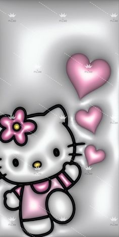 an image of a hello kitty with hearts