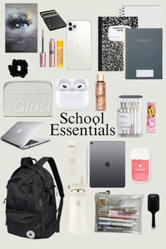 Back To School Products, School Supplies Aesthetic Highschool, School Nessesities List, Back To School Asthetics Supplies, School Bag Needs, Sophmore Year School Supplies List, What’s In My Backpack Back To School, Back To School Needs High School, What I Have In My School Bag