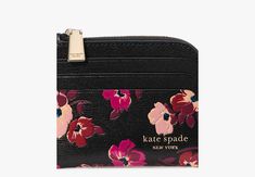 Reach for our compact Devin wristlet on repeat. It’s made from scratch-resistant Saffiano leather so it’ll last for years to come. | Kate Spade Devin Fall Poppies Coin Card Case Wristlet, Black Luxury Kate Spade Wallets For Daily Use, Coin Card, On Repeat, Summer Essentials, Card Case, Poppies, Kate Spade, Jewelry Watches, Coin