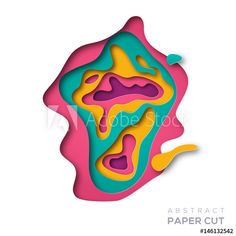 an abstract paper cut design with colorful shapes on white background royalty - free stock photo