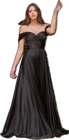 Black Satin Off The Shoulder Bridesmaid Gown - Unique Vintage - Womens, DRESSES, PROM AND SPECIAL OCCASION Happy Evening, Dresses For Special Occasions, Cinderella Divine, Satin Evening Dresses, Elegant Party Dresses, A Line Gown, Elegant Party, Bridesmaid Gown, Party Dresses For Women