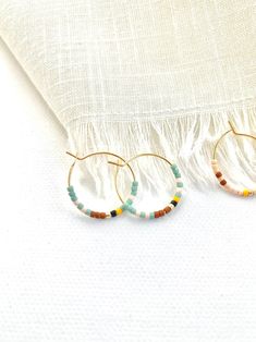 Small Beaded Hoop Earrings Minimalist Hoop Earrings Colorful - Etsy Gift Small Hoop Beaded Earrings With Tiny Beads, Everyday Colorful Bead Hoop Earrings, Everyday Colorful Beads Hoop Earrings, Small Hoop Beaded Earrings For Everyday, Multicolor Small Hoop Beaded Earrings For Everyday, Everyday Small Hoop Beaded Earrings With Colorful Beads, Everyday Colorful Beaded Small Hoop Earrings, Everyday Round Beaded Earrings, Everyday Multicolor Small Hoop Beaded Earrings